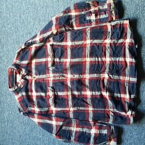 Vintage Woolrich Flannel Button Up, Men's, Large, Navy, Red, White